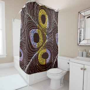 Rideaux De Douche Plumes d'oiseaux tribales afrocentriques