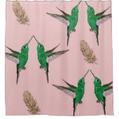Rideaux De Douche Plumes dorées de colibri vert (Devant)