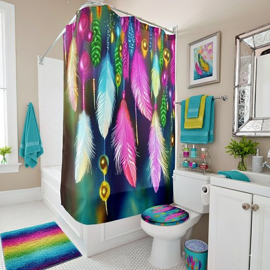Rideaux De Douche Plumes et perles