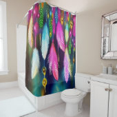 Rideaux De Douche Plumes et perles (En situation)