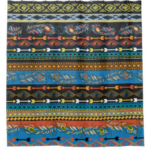 Rideaux De Douche Plumes ethniques : Broderie Boho Chic