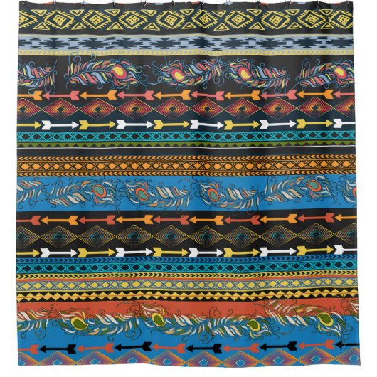 Rideaux De Douche Plumes ethniques : Broderie Boho Chic (Devant)