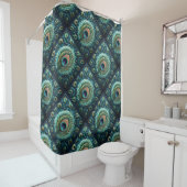 Rideaux De Douche Plumes Peacock Bleu Quilté Design (En situation)
