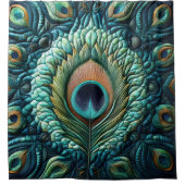 Rideaux De Douche Plumes Peacock Bleu Quilté Design (Devant)