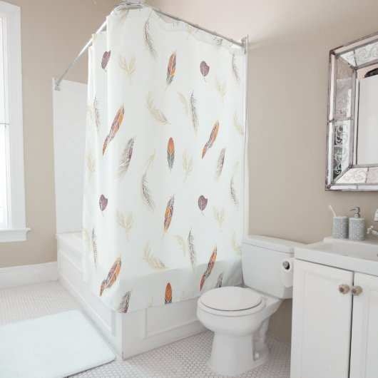 Rideaux De Douche Plumes Tendance Collection Luxe Boho (En situation)