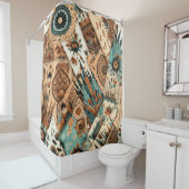Rideaux De Douche Plumes tribales du sud-ouest aztèque (En situation)