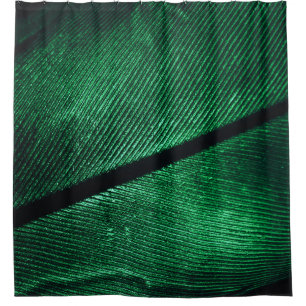 Rideaux De Douche Plumes Vertes, Belle Texture Motif.