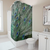 Rideaux De Douche Plumes vertes de paon avec des yeux bleus (En situation)