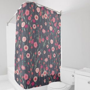 Rideaux De Douche Plymouth Fleurs Boho foncé peinture florale