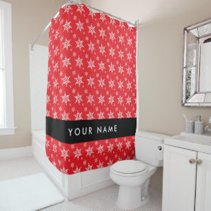 Rideaux De Douche Pneus blancs, Rouge, Votre nom, Personnaliser
