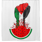 Rideaux De Douche Poing de résistance palestinienne sur le symbole d (Devant)