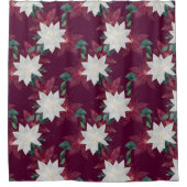 Rideaux De Douche Poinsettia Bourgogne et Turquoise vacances d'hiver (Devant)
