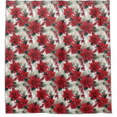 Rideaux De Douche Poinsettia Pattern Curtain Classic Holiday Look (Devant)