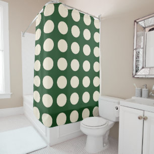 Rideaux De Douche Point Polka couleur ivoire vert