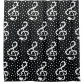 Rideaux De Douche Pointe de polka noir et blanc (Devant)