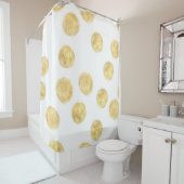 Rideaux De Douche Pointe Polka Dorée Tirée (En situation)