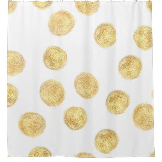 Rideaux De Douche Pointe Polka Dorée Tirée (Devant)