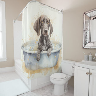 Rideaux De Douche Pointeur Allemand À Brun Dans Bain Dog Art