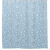 Rideaux De Douche Points Abstraits Bleu Ciel et Blanc (Devant)