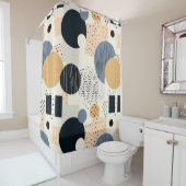 Rideaux De Douche Points abstraits géométriques beige bohème et colo (En situation)