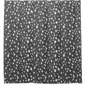 Rideaux De Douche Points abstraits gris charbon et blanc (Devant)