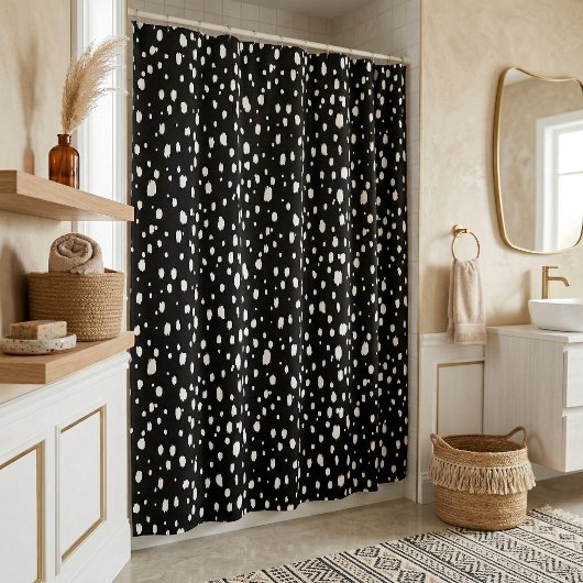 Rideaux De Douche Points abstraits noirs et blancs