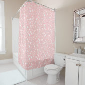 Rideaux De Douche Points Abstraits Rose et Blanc (En situation)