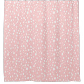 Rideaux De Douche Points Abstraits Rose et Blanc (Devant)