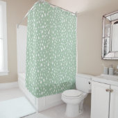 Rideaux De Douche Points abstraits verts et blancs (En situation)