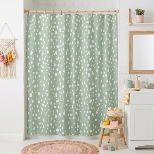 Rideaux De Douche Points abstraits verts et blancs