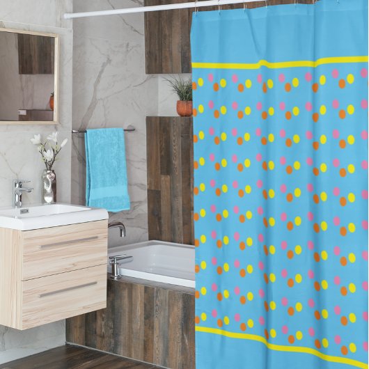 Rideaux De Douche Points Amusants sur Fond Bleu