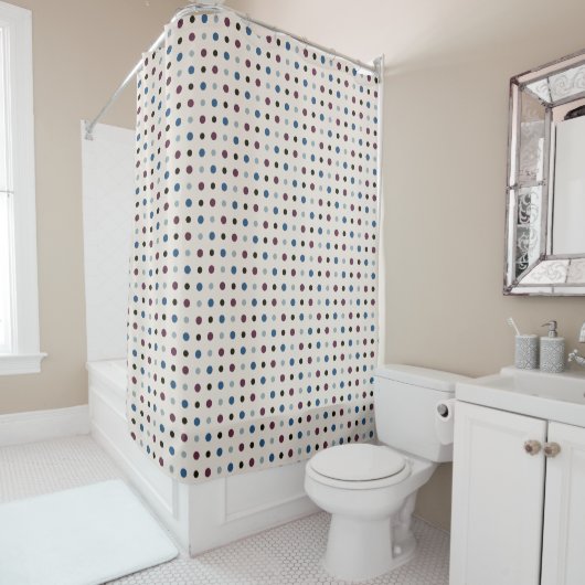 Rideaux De Douche Points bleus et magenta (En situation)