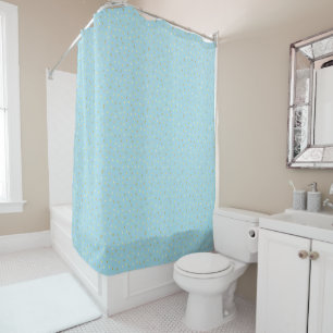 Rideaux De Douche Points Confetti en Or Bleu Pastel