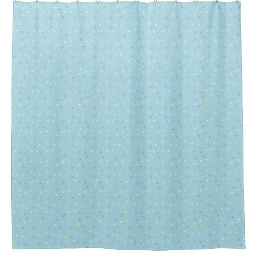 Rideaux De Douche Points Confetti en Or Bleu Pastel (Devant)