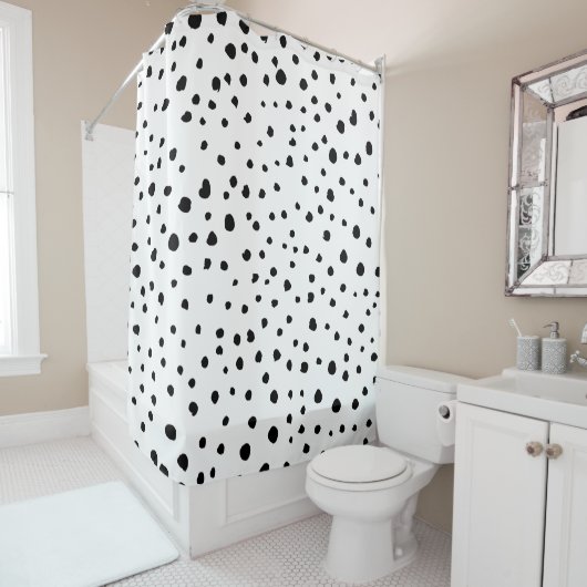 Rideaux De Douche Points dalmatiens, Points dalmatiens, Noir et Blan (En situation)