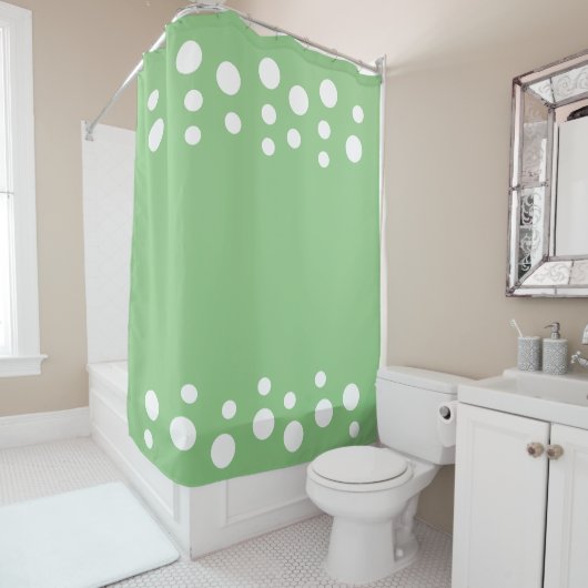 Rideaux De Douche Points de bulles modernes Sage et blanc (En situation)