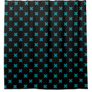 Rideaux De Douche points de croix turquoises sur noir