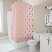 Rideaux De Douche Points d'or sur dossier rose (En situation)