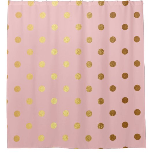 Rideaux De Douche Points d'or sur dossier rose (Devant)