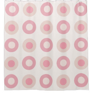 Rideaux De Douche Points du milieu du siècle rétro Vanille rose