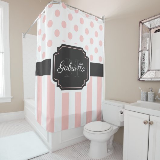 Rideaux De Douche Points et bandes (En situation)