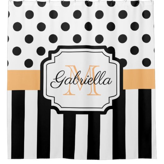 Rideaux De Douche Points et bandes (Devant)