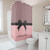 Rideaux De Douche Points et ruban roses noirs (En situation)