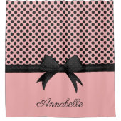 Rideaux De Douche Points et ruban roses noirs (Devant)