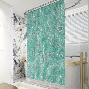 Rideaux De Douche Points étincelants en verre vert verre de mer
