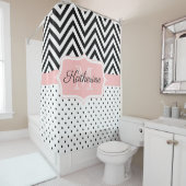 Rideaux De Douche Points mignons et Chevron (En situation)
