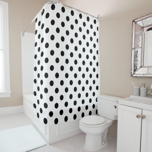 Rideaux De Douche Points noir et blanc (En situation)