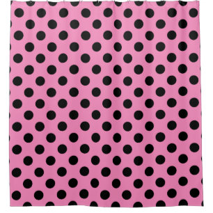 Rideaux De Douche Points noirs sur fond rose
