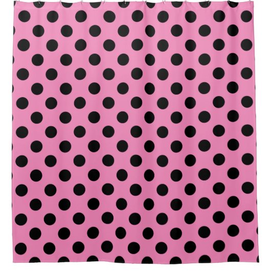 Rideaux De Douche Points noirs sur fond rose (Devant)