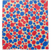 Rideaux De Douche Points Rouge Et Bleu Sur Tan (Devant)